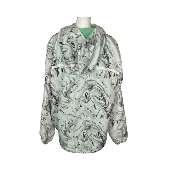 COLD CULTURE Hooded Windbreaker Jacket Swirled Removeable Front White Black L - Picture 5 of 16